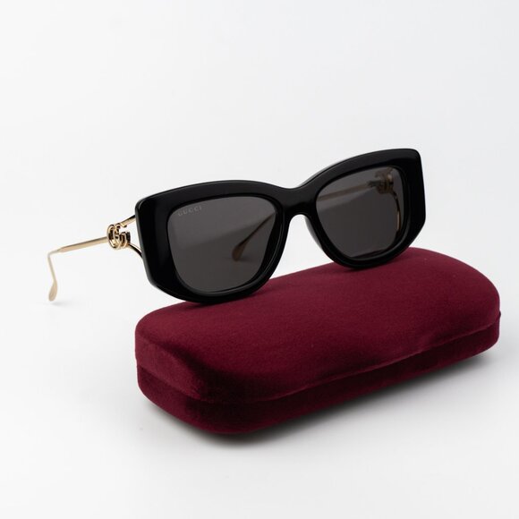 Gucci Women Sunglasses Black Gold Grey Butterfly GG1566S 001 BRAND NEW - Picture 10 of 11